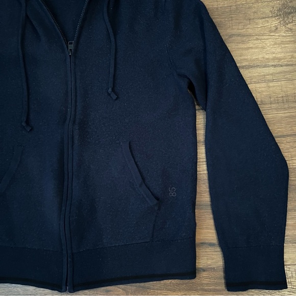 Club Monaco Dark Blue Zip-Up Sweater Wool Preppy Classic Minimalist Large - Picture 6 of 12